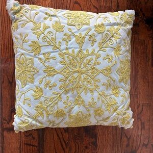 Embroidered Floral Throw Pillow